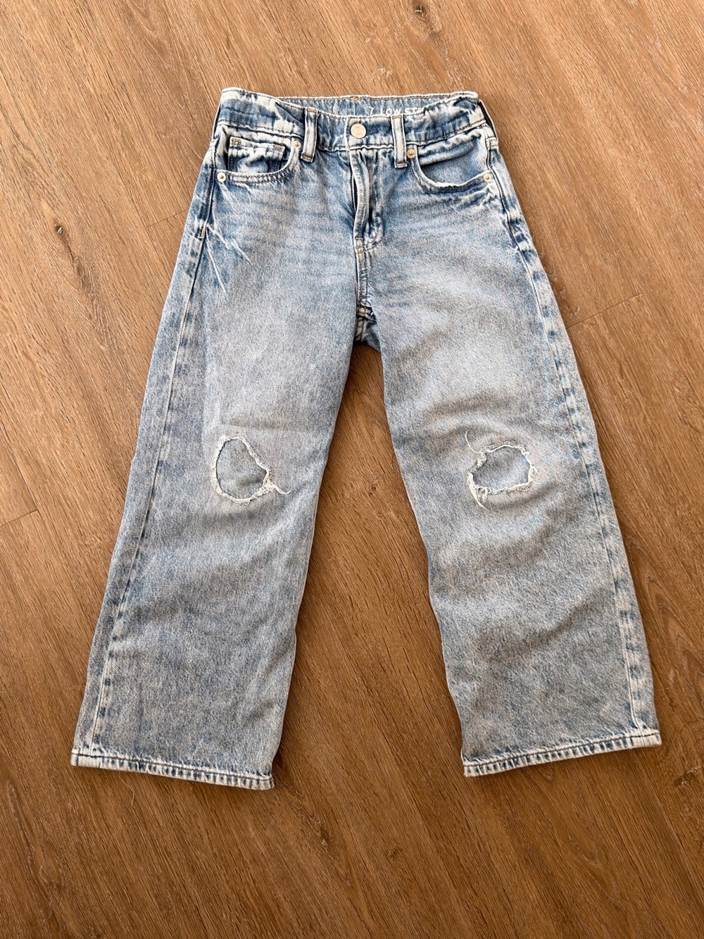 GAP Light Wash Kids Wide Leg Low Rise Jeans with Knee Rips